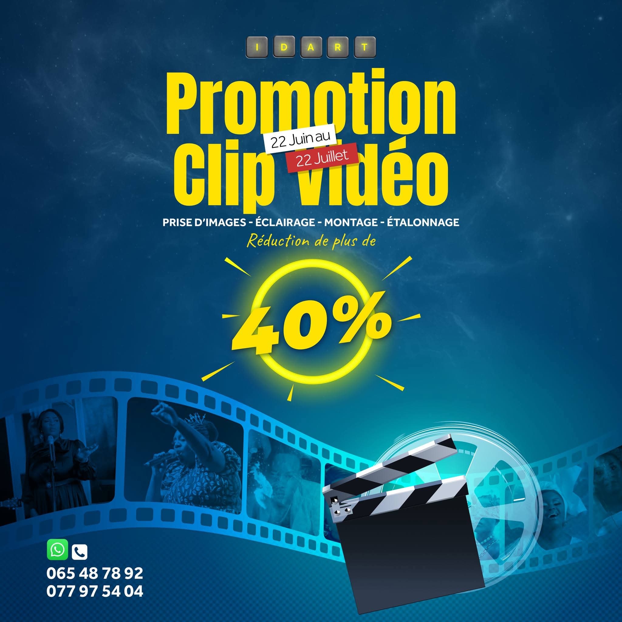 OFFRE SPECIALE : 40% de reduction sur vos Clip vidéos
